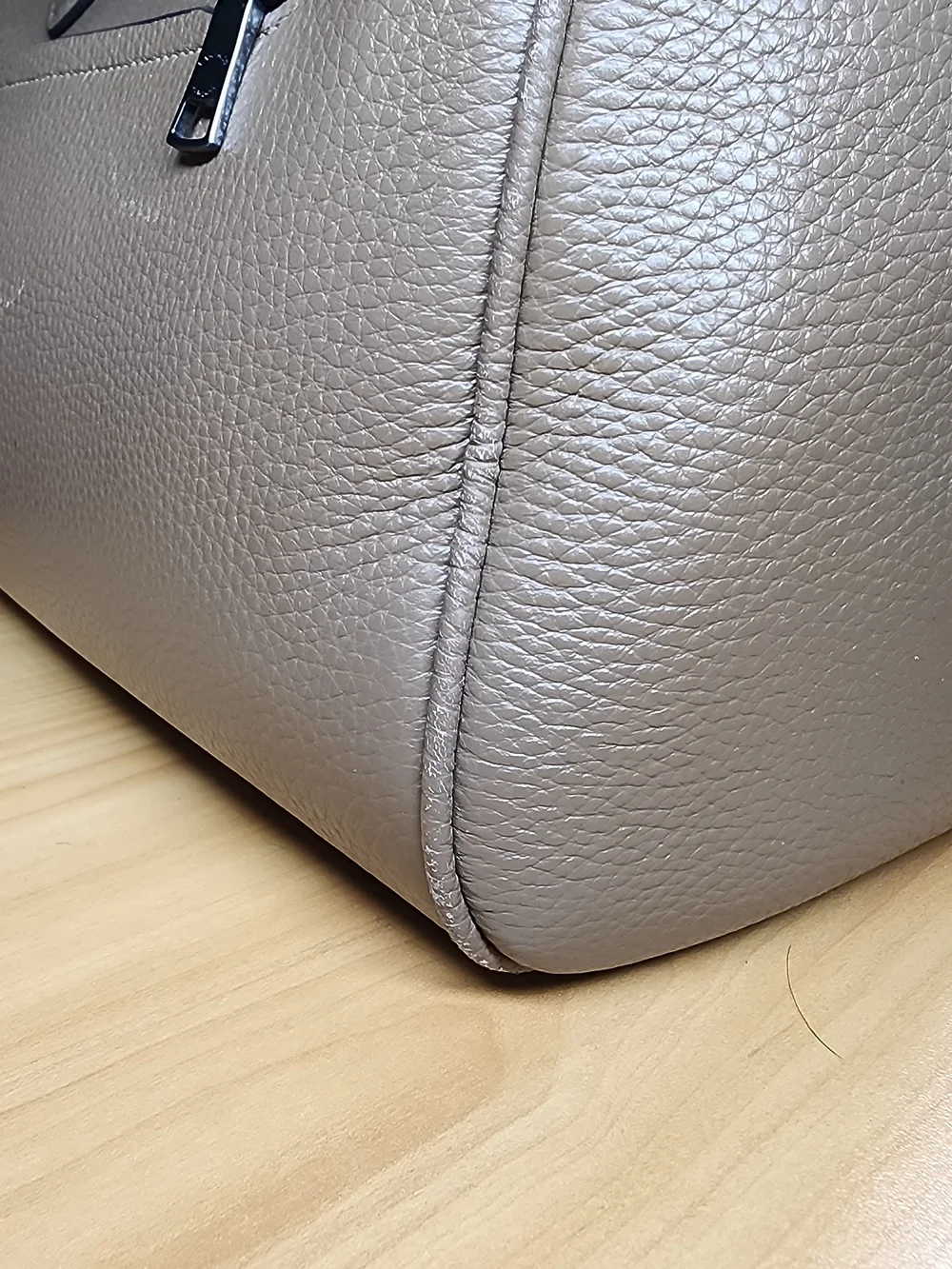 COACH Pebbled Leather Satchel Handbag in Taupe
